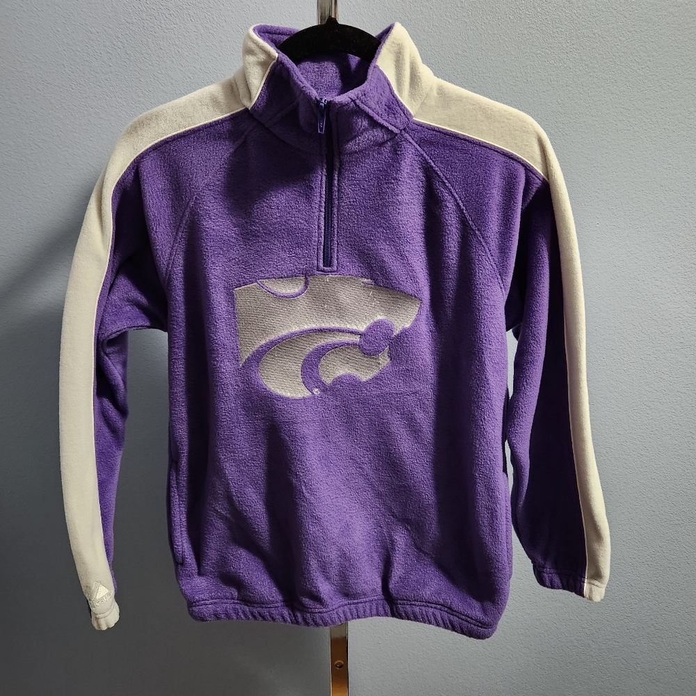 Vintage Majestic Kansas State Wildcats Fleece 1/4 Zip Pullover Women XS/S Purple